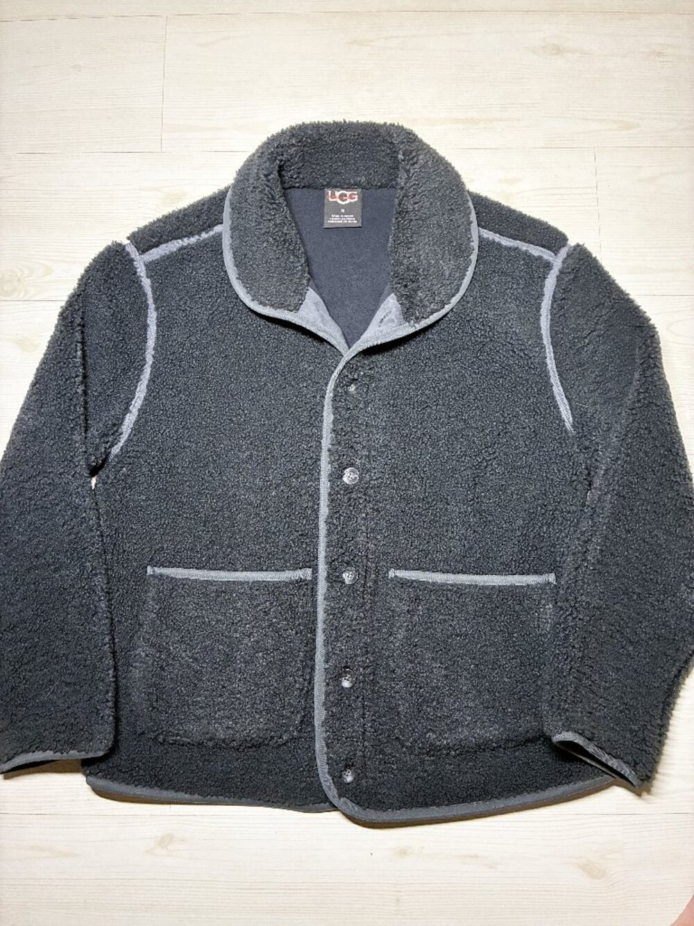 UGG Men's Elias Uggfluff Fleece Cardigan Jacket Charcoal Grey Size Medium